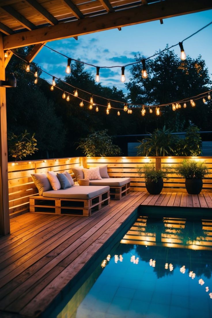 Outdoor Festoon Lights + Pool Lighting