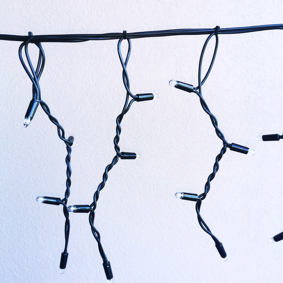 Indoor & Outdoor Fringe Fairy Lights | 3m Black Rubber Cable Connectable | 30cm Drops | Pro Series