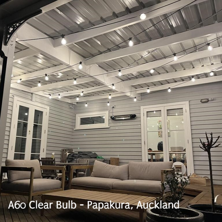 A60 Clear Bulb  | 10m 20 Bulbs | Flush Mount Dimmable Festoon Lights