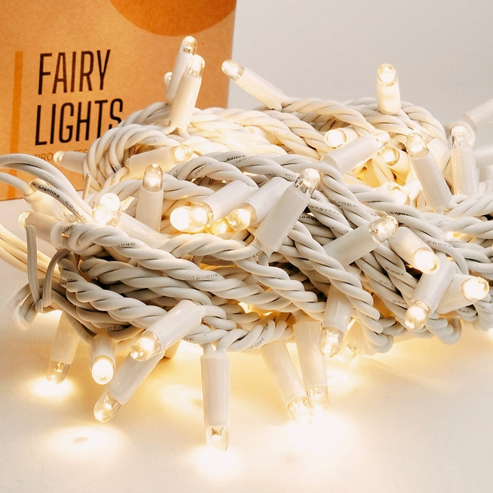 Outdoor Low Voltage Fairy Lights | 10m White Rubber Cable Connectable | Pro Series Low Voltage