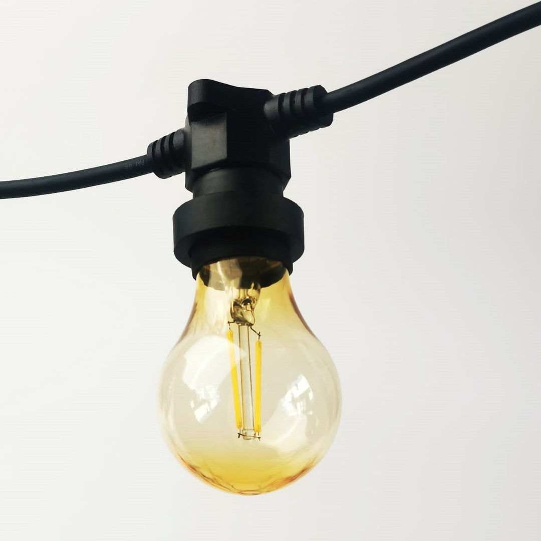 Flat Flush Festoon Lights | A60 Amber Bulb | Connectable & Dimmable
