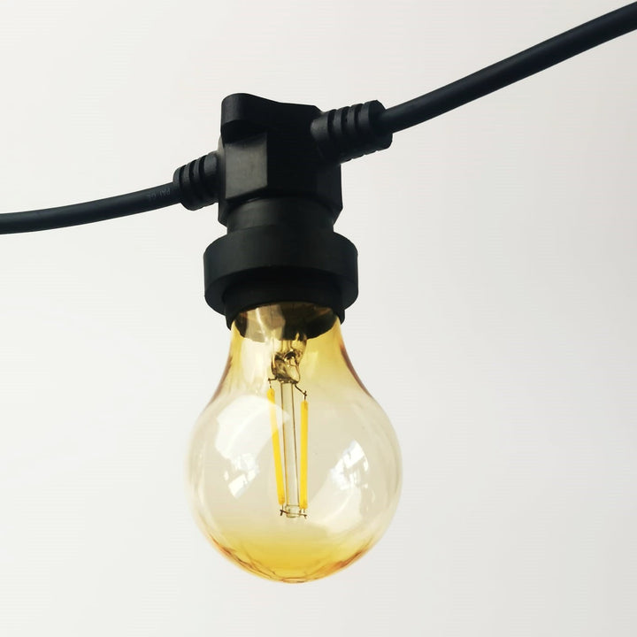 Flat Flush Festoon Lights | A60 Amber Bulb | Connectable & Dimmable