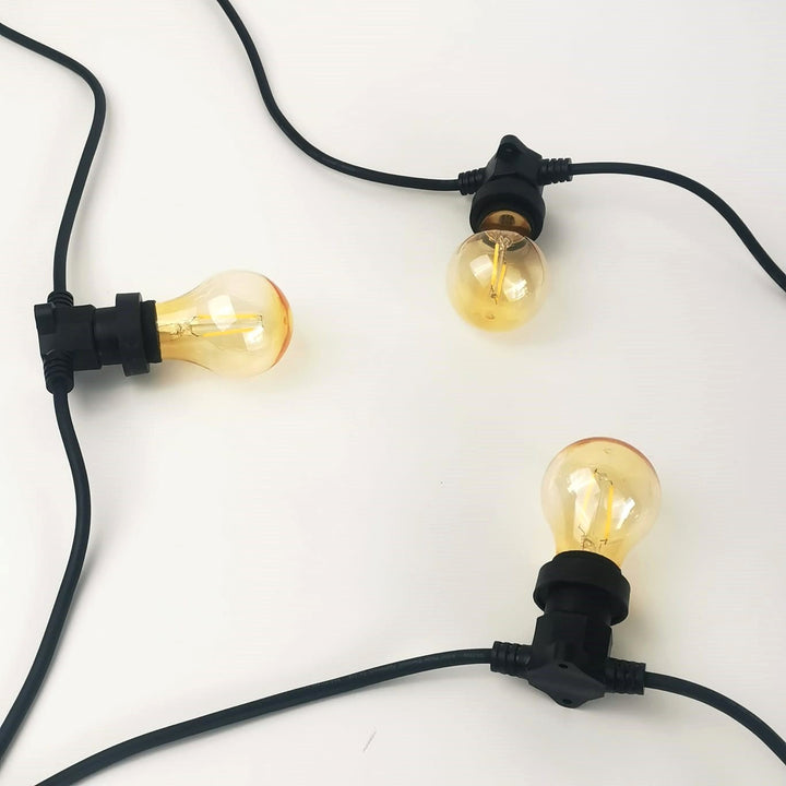 Flat Flush Festoon Lights | A60 Amber Bulb | Connectable & Dimmable