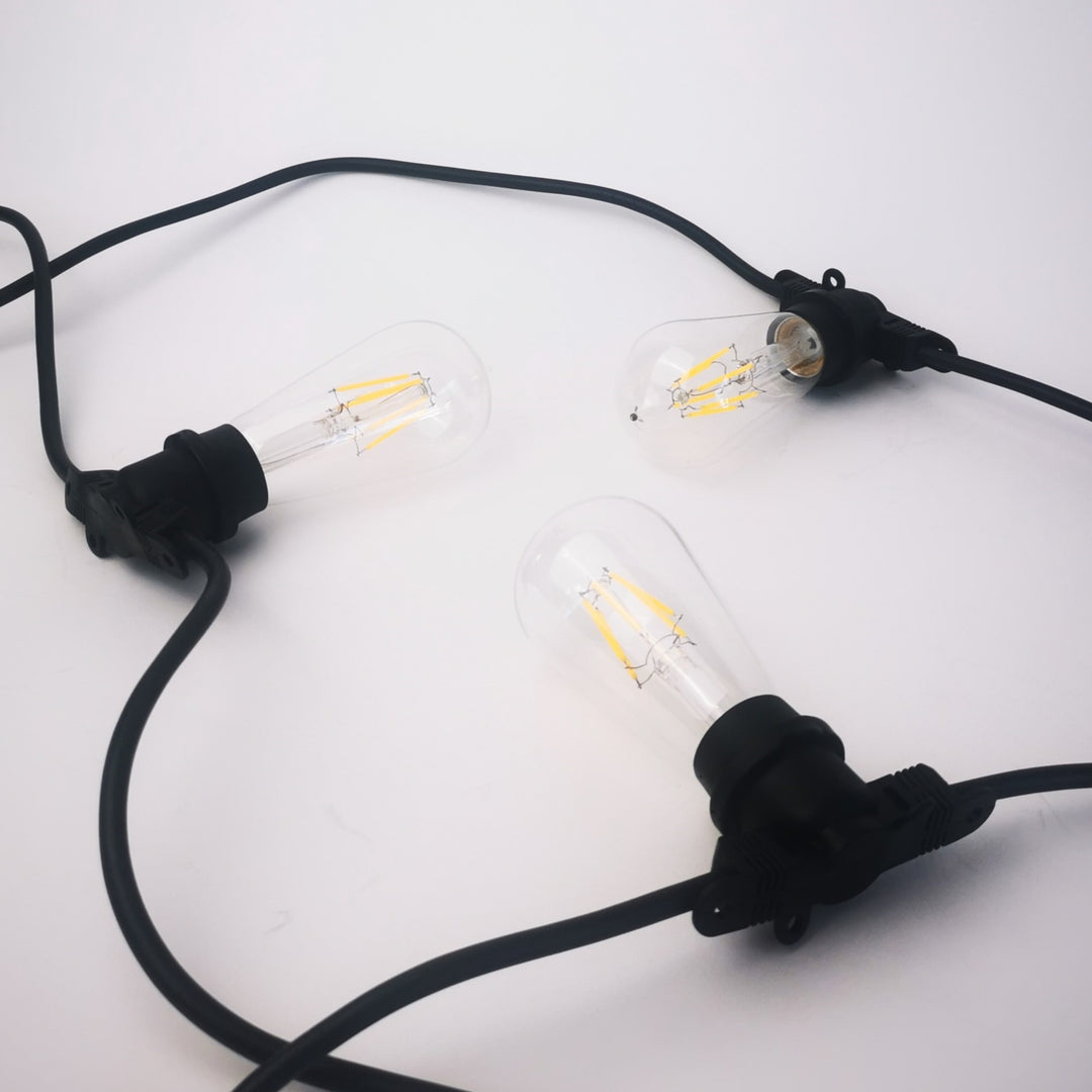 ST58 Clear Bulb Festoon Lights | 10m 10 Bulbs | Flat Flush Mount