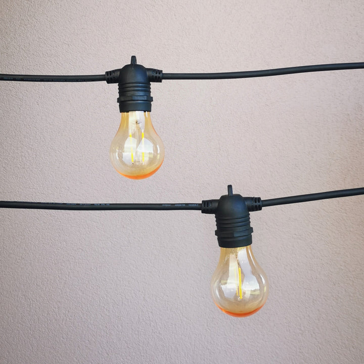 Flush Mount Festoon Lights | A60 Amber Bulbs | Connectable & Dimmable