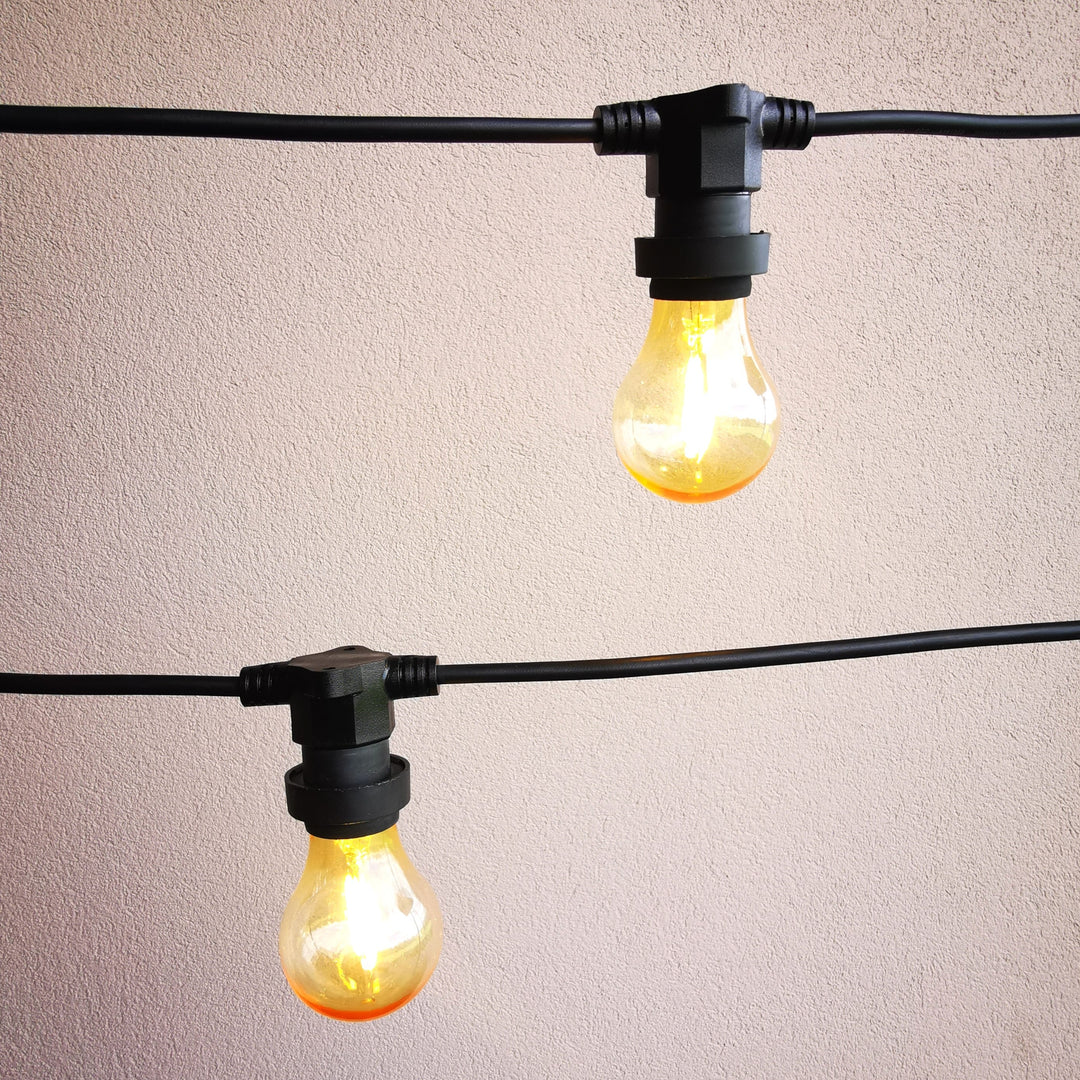 Flat Flush Festoon Lights | A60 Amber Bulb | Connectable & Dimmable
