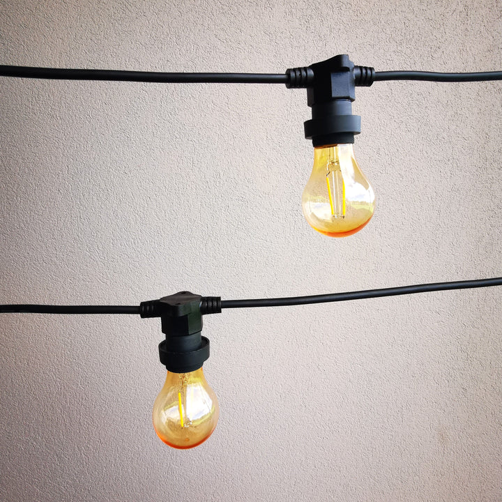Flat Flush Festoon Lights | A60 Amber Bulb | Connectable & Dimmable