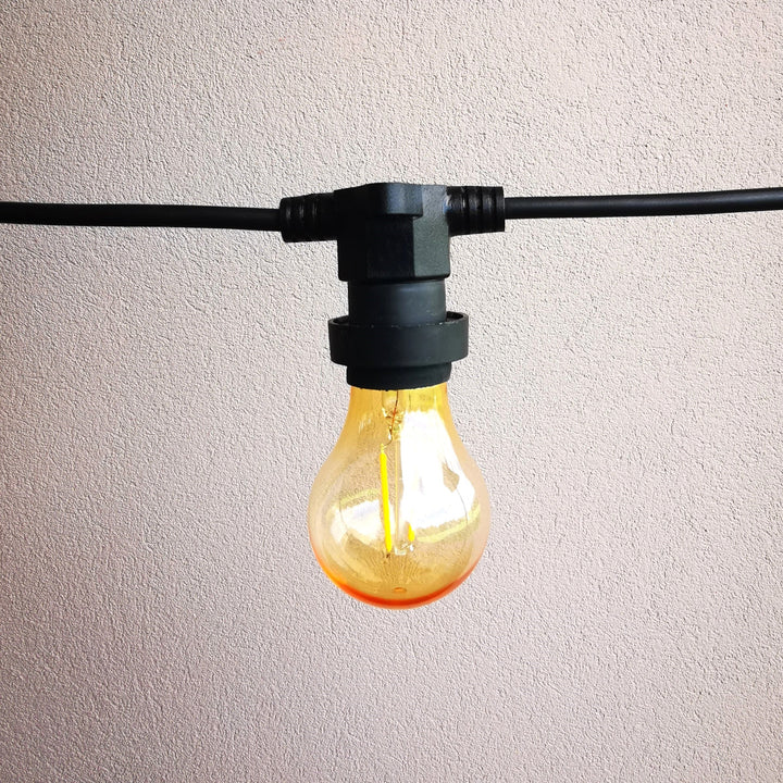 Flat Flush Festoon Lights | A60 Amber Bulb | Connectable & Dimmable